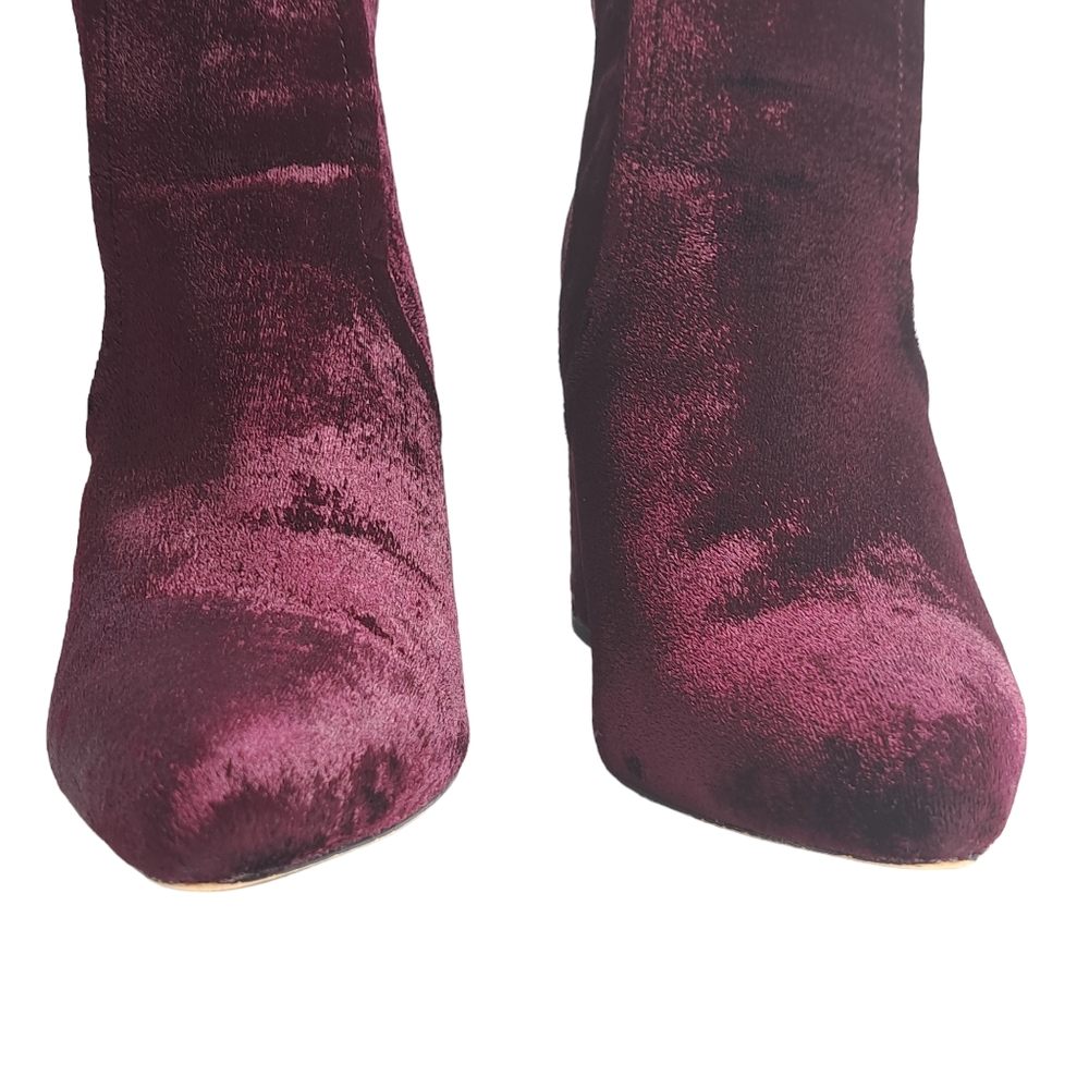 Steve Madden Women's Jaque Burgundy Velvet Ankle Boots 9M - Picture 12 of 15